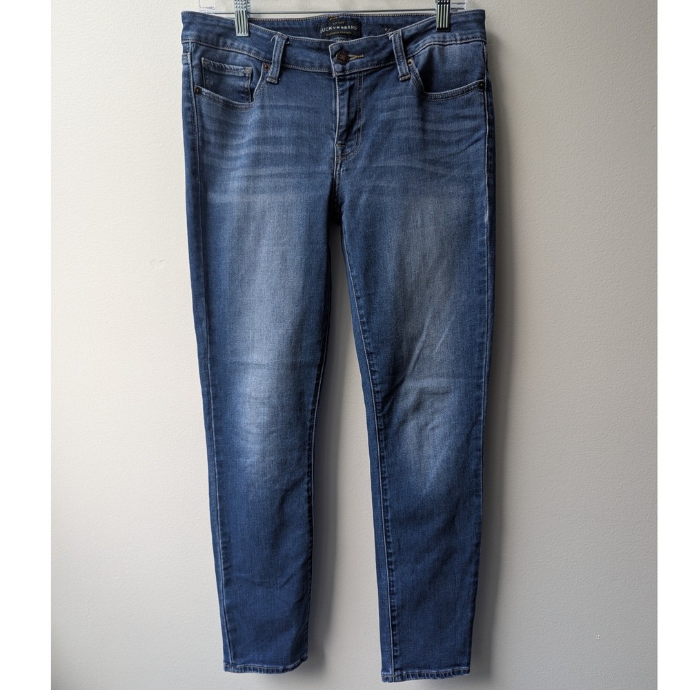 Lucky Brand Skinny Jeans Blue Medium Wash Stretch Denim 6/28 Classic Minimalist